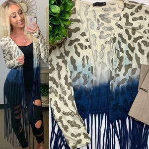 Brand New Animal Print Fringe Sweater